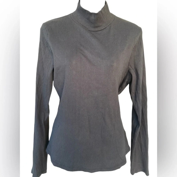MAEVE by Anthropologie  women’s black turtleneck ribbed 95% cotton sz L preloved - Picture 1 of 6